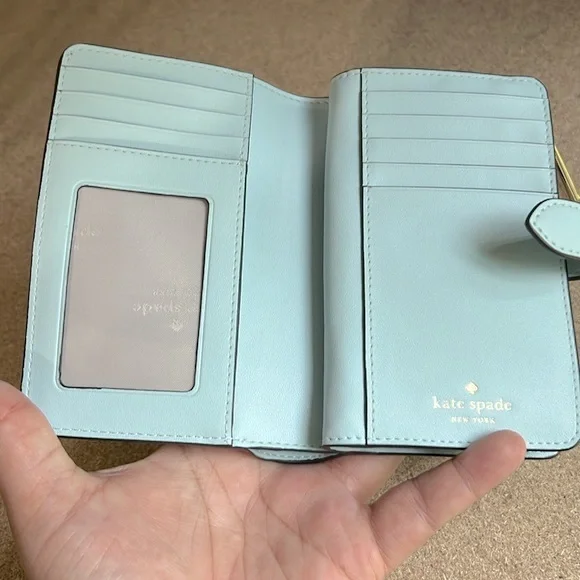 NWT Kate Spade Spade Flower PVC Wallet (Blue Glow) - Picture 6 of 9